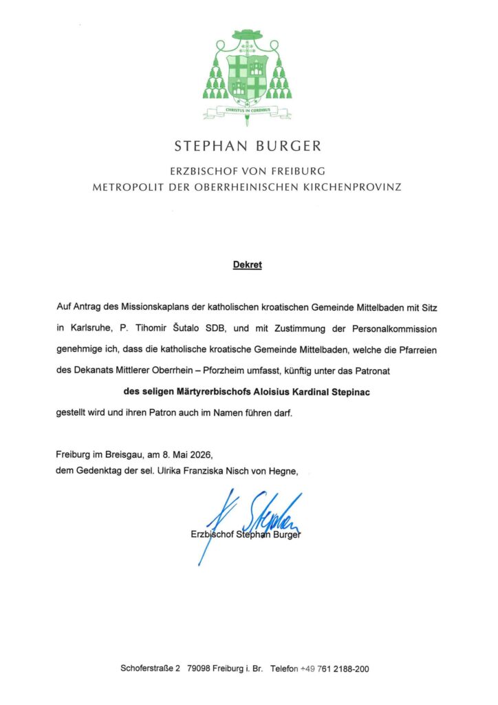 Dekret nadbiskupa Stephana Burgera 2026.